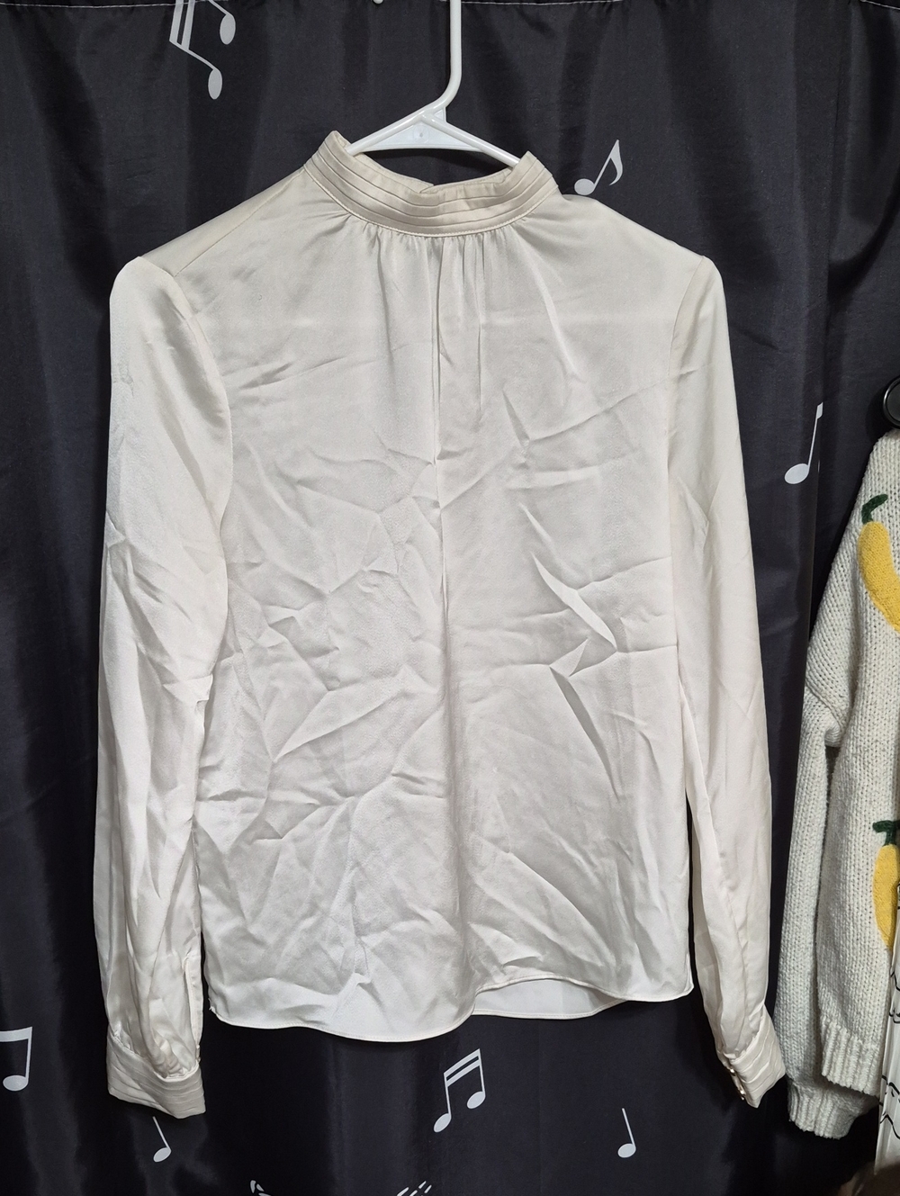 H&M Cream High-Neck Long-Sleeve Blouse